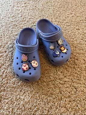 CROCS Kids Lavender Clog Sandals with Animal Charms